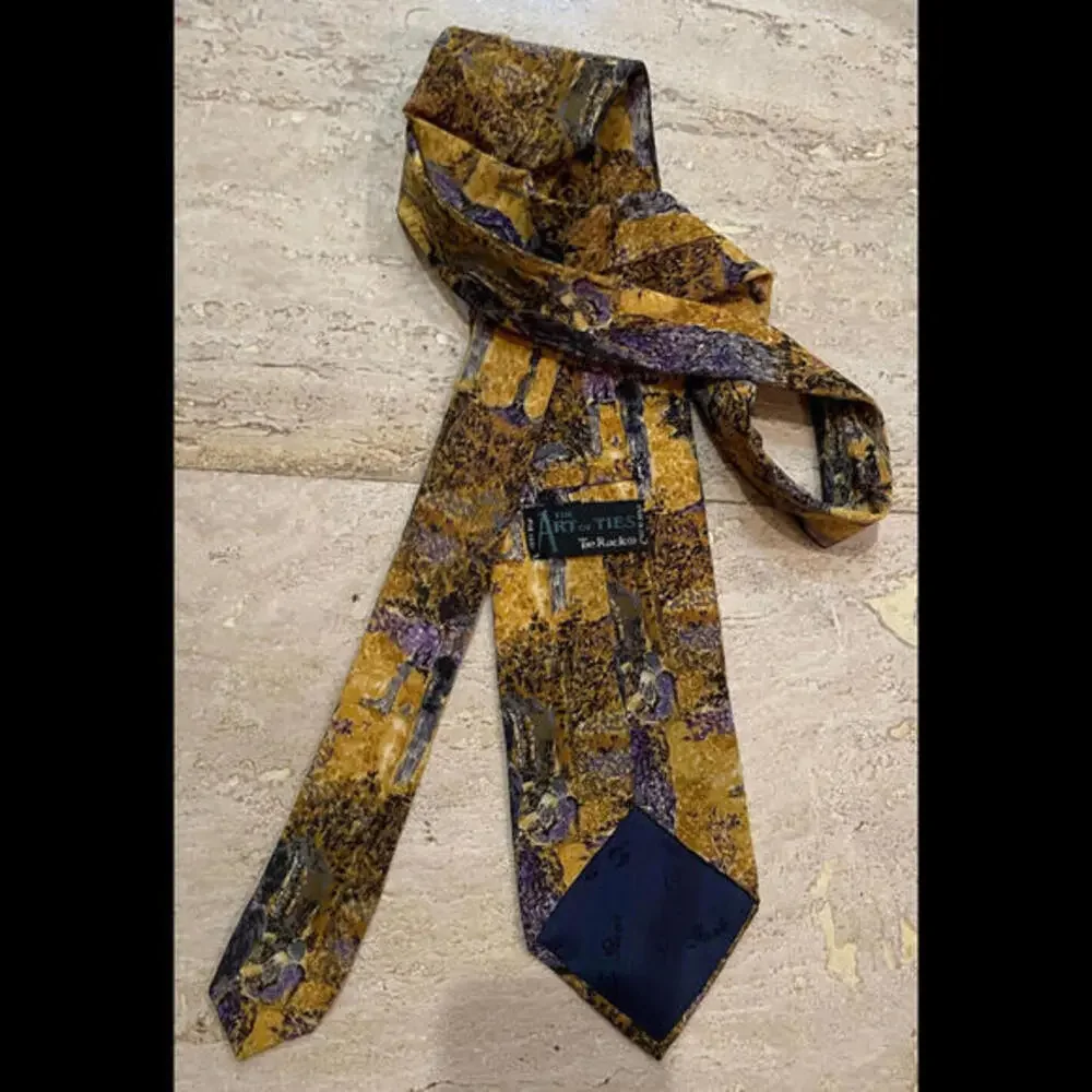 THE ART OF TIES TIE RACK 100% Silk Tie Mens Made‎ In Italy Yellow